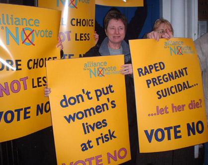 Alliance for a no vote placards