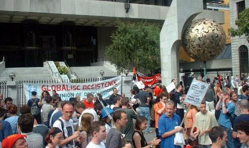 Globalise resistance at the Central Bank in Dublin