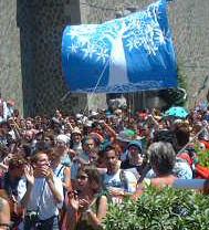 Environmental banner at G8 protest in Genoa