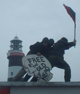Raising the flag at the lighouse