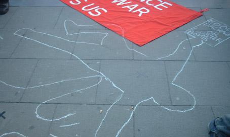 Chalk outline of body at Shannon