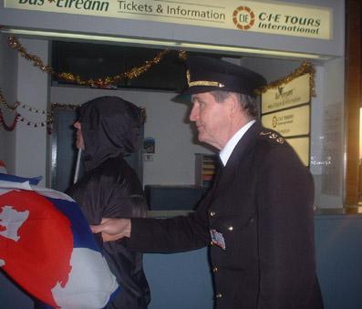 Anti war protester being removed from Shannon airport